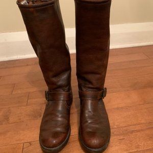 Frye Veronica Tall Slouch Brown Moto Boots